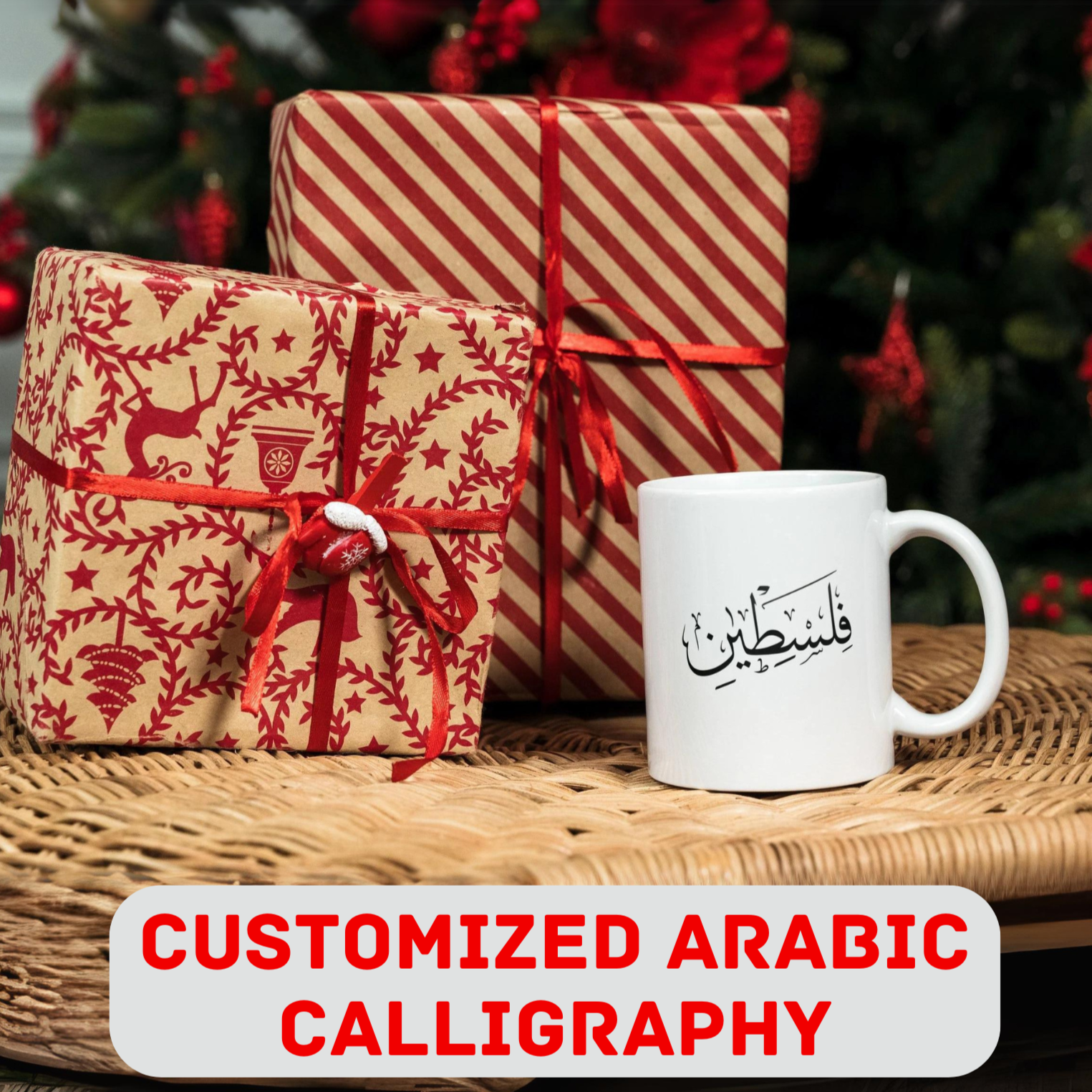 Personalized Arabic Calligraphy Mug | Arabic and English Name, Anniversary Mugs, Arabic Words Mugs, Customized Eid Gifts, Occasions Mugs