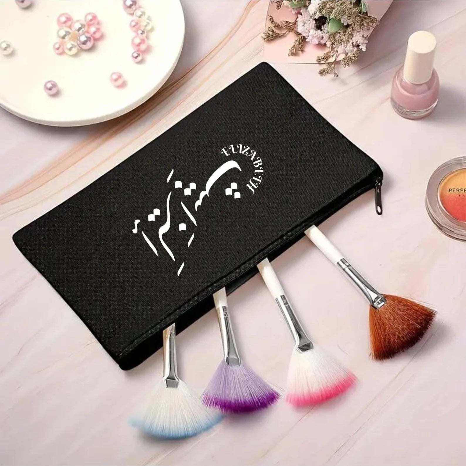 Customized Arabic Calligraphy, Your Name or any word In Arabic, Canvas Zipper Bag, Personalized Zipper, Cosmetic Bag, Makeup Bag, عربي