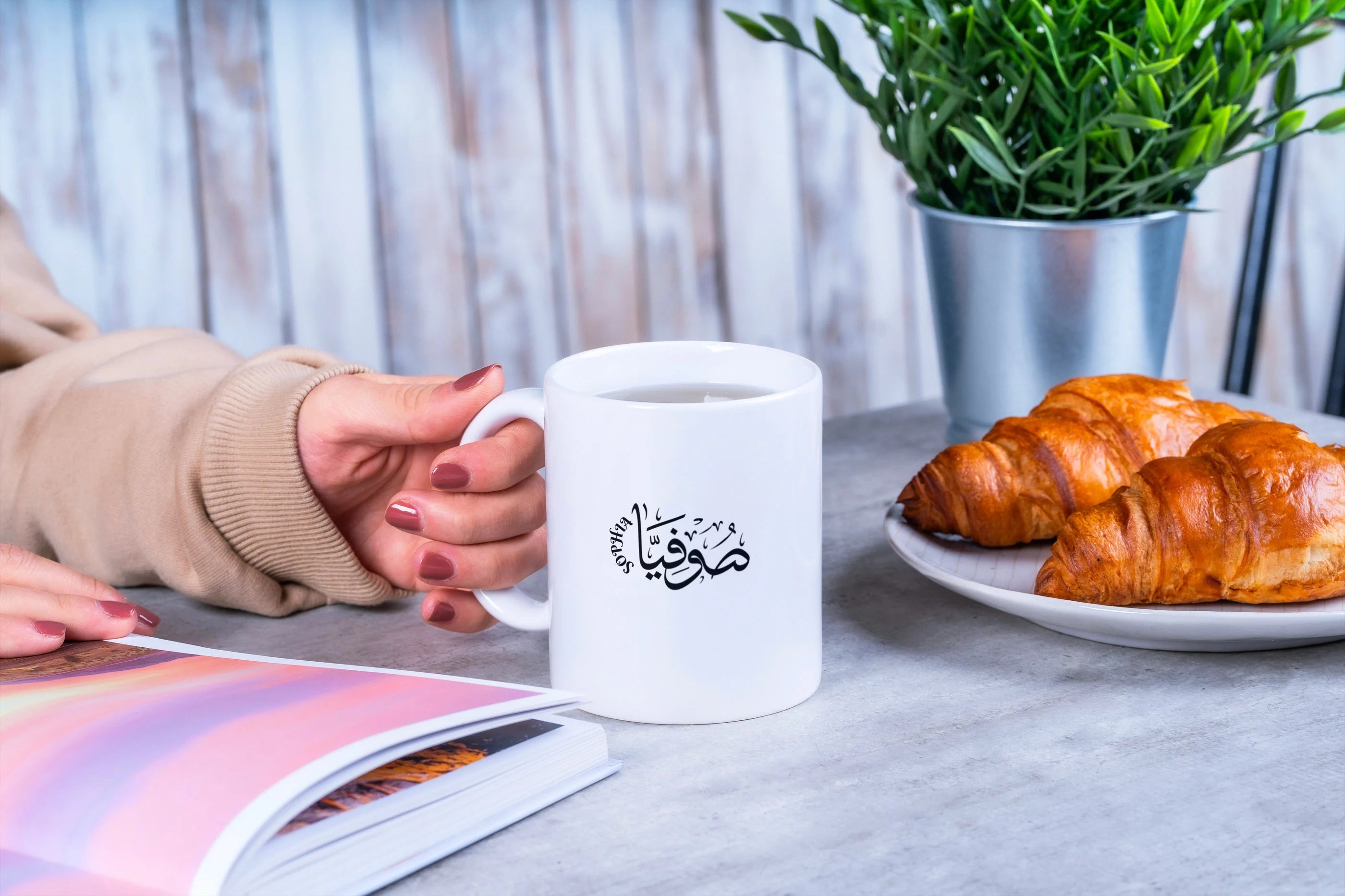 Personalized Arabic Calligraphy Mug | Arabic and English Name, Anniversary Mugs, Arabic Words Mugs, Customized Eid Gifts, Occasions Mugs